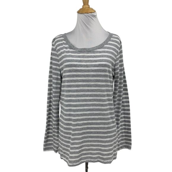 Splendid Shirt Womens 2XL Iron White Cerine Slub Stripe Button Back Long Sleeve - Picture 1 of 10